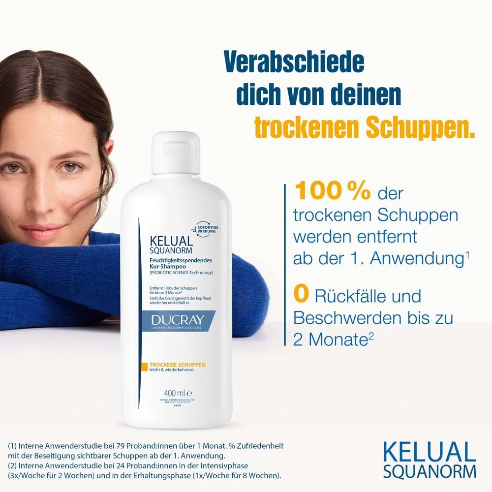 Ducray KELUAL SQUANORM Kopfhaut-Tonikum + DUCRAY KELUAL SQUANORM Shampoo Trockene Schuppen