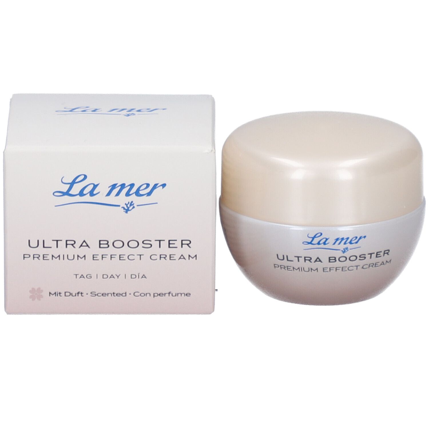 Produktverpackung mit Serum. Aufschrift: Sans Soucis, Beauty Elixir, Wimpern- & Augenbrauen-Serum. Parfümfrei. 100% Inhaltsstoffe natürlichen Ursprungs.