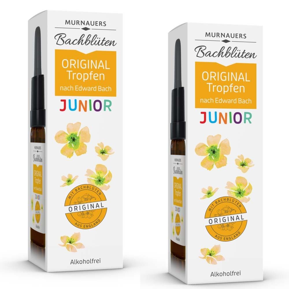 Produktverpackung mit Tropfenflasche und Aufschrift 'Original Tropfen Junior'.