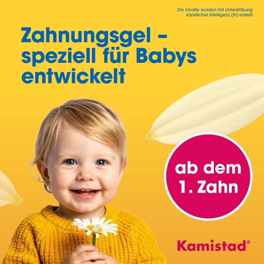 Mehrere Kamistad Produkte: Mundspray, Gel, Baby Gel und Mundspülung.