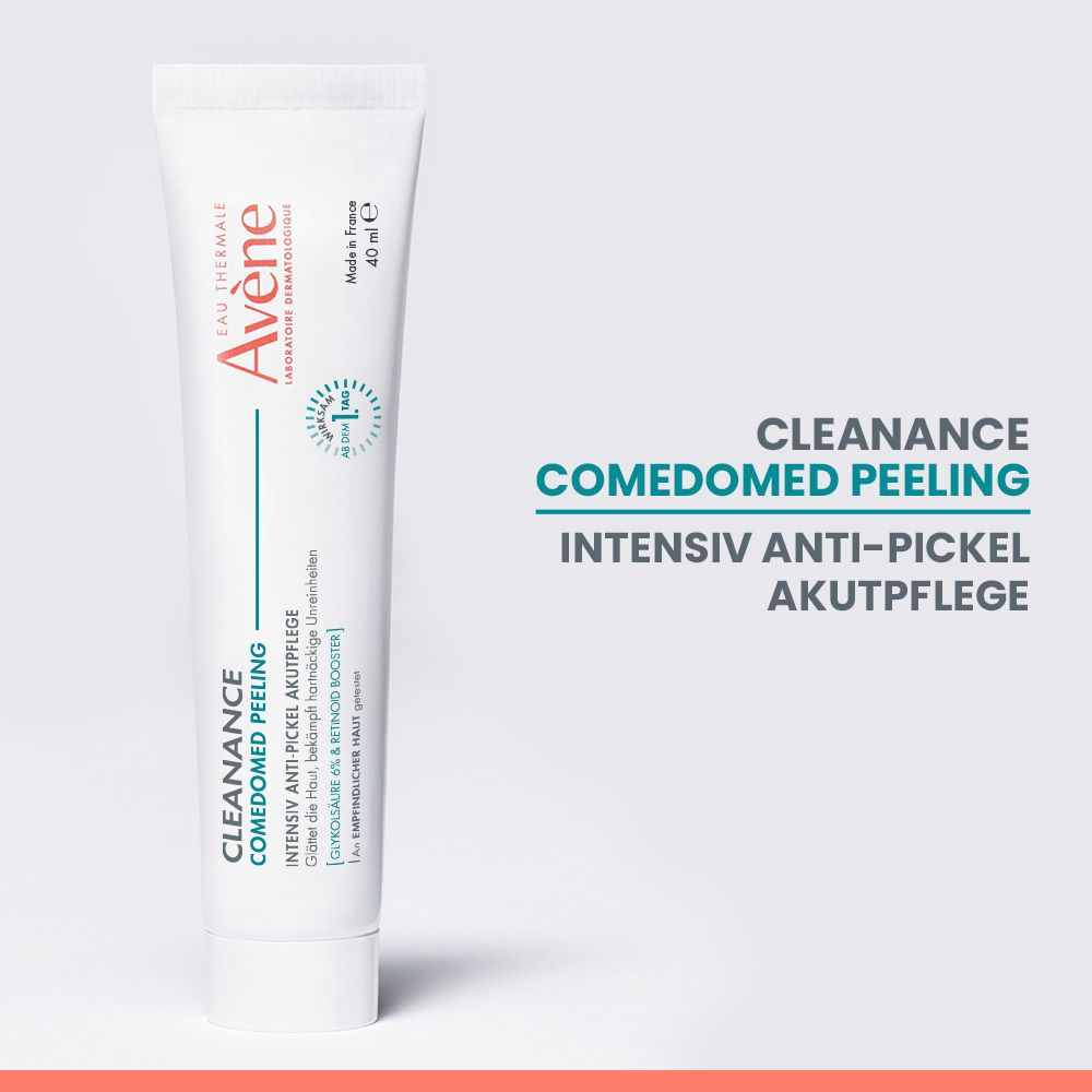 Avène Cleanance Comedomed Peeling Intensiv Anti-Pickel Akutpflege + Avène Cleanance Comedomed Anti-Unreinheiten Konzentrat + Avène Cleanance Reinigungsgel - bei Akne, Pickel und Mitesser