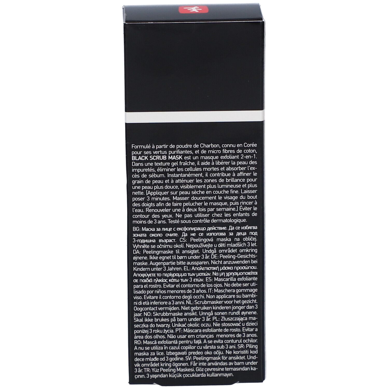 Schwarze Schachtel. Text in mehreren Sprachen. Marke: Erborian. Mit Anwendungshinweisen.