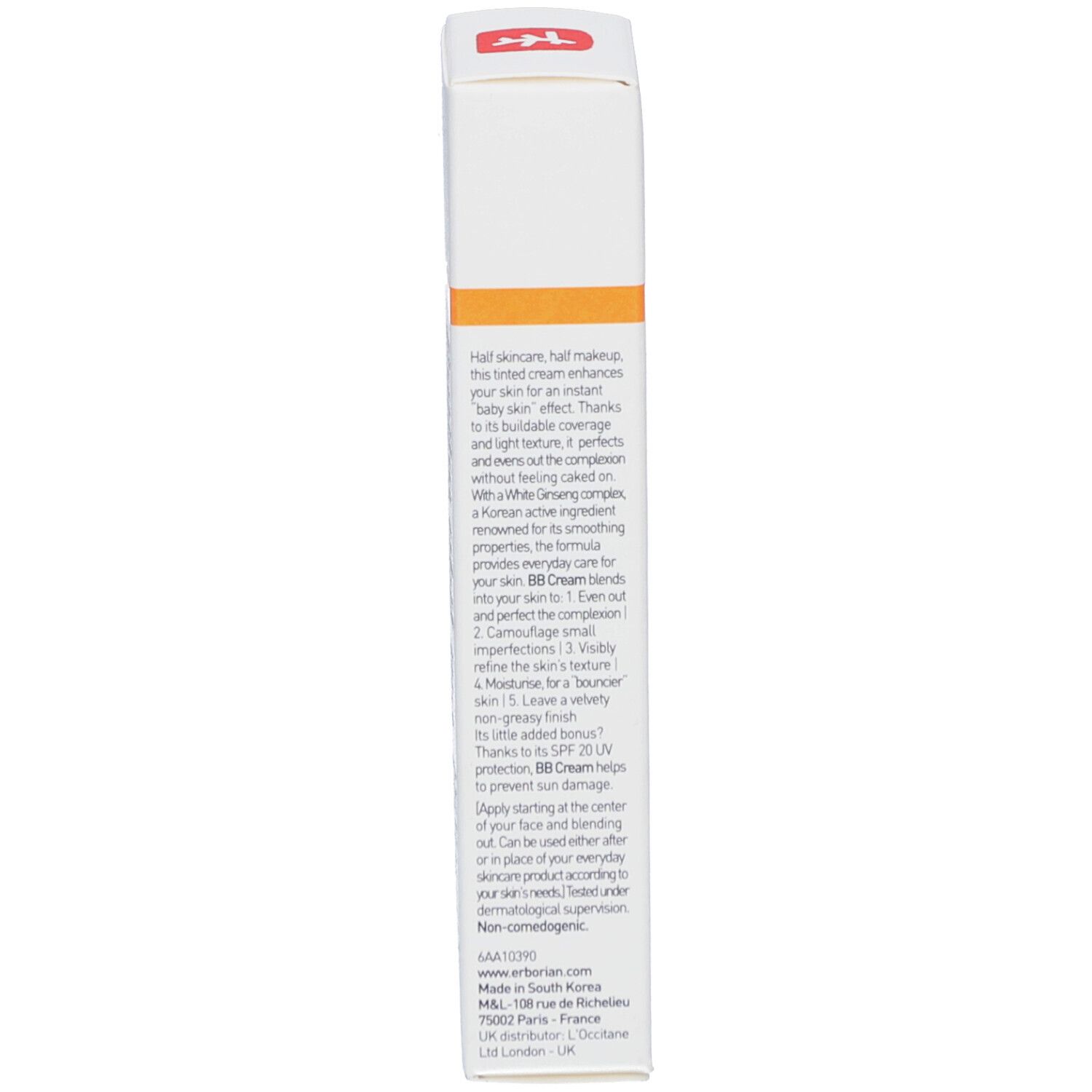Seite der Produktverpackung mit Text. Informationen über das Produkt und Anwendung.