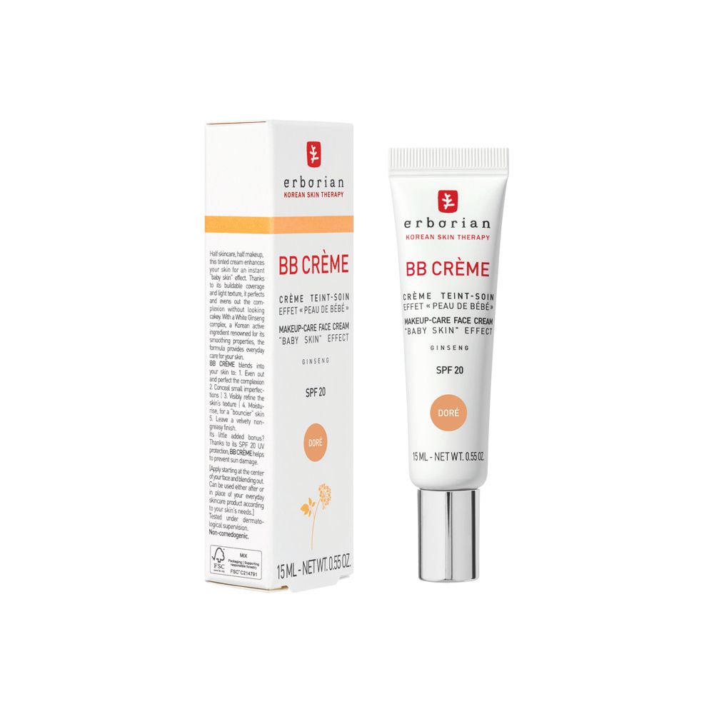 Erborian BB Creme Doré SPF 20 Tube und Verpackung.