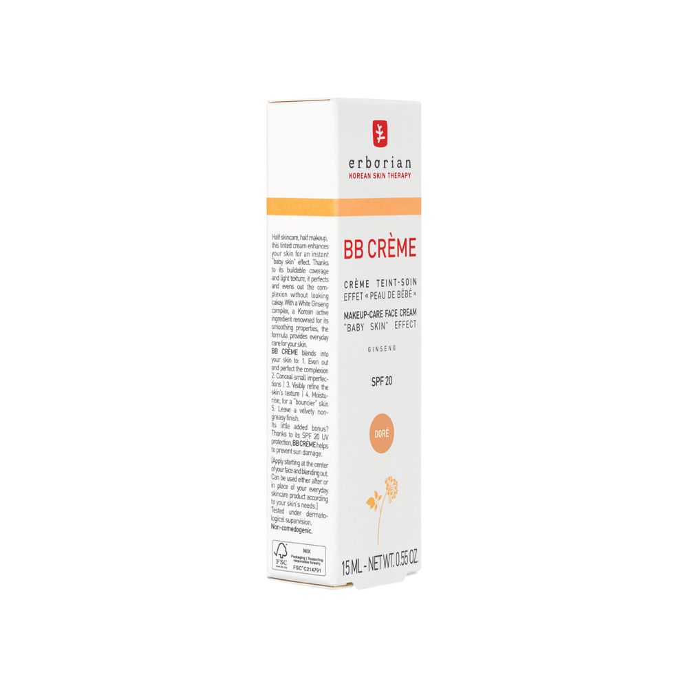 Verpackung der Erborian BB Creme Doré SPF 20, Seitenansicht.