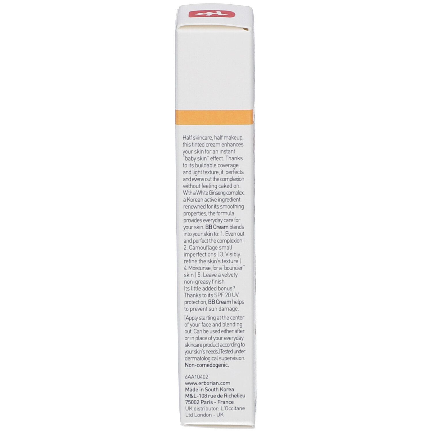 Seite der Produktverpackung. Text in mehreren Sprachen. Enthält Informationen zur Anwendung.