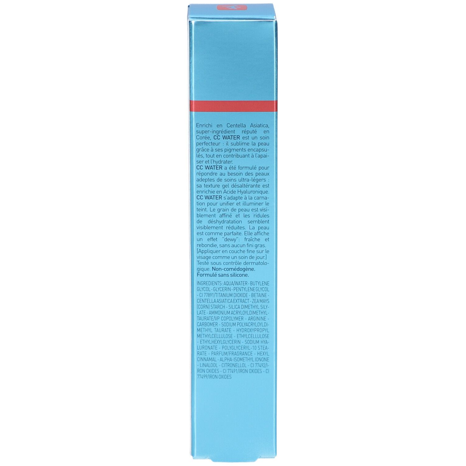 Hellblaue Schachtel. Text in mehreren Sprachen. Enthält Inhaltsstoffe und Produktinformationen.