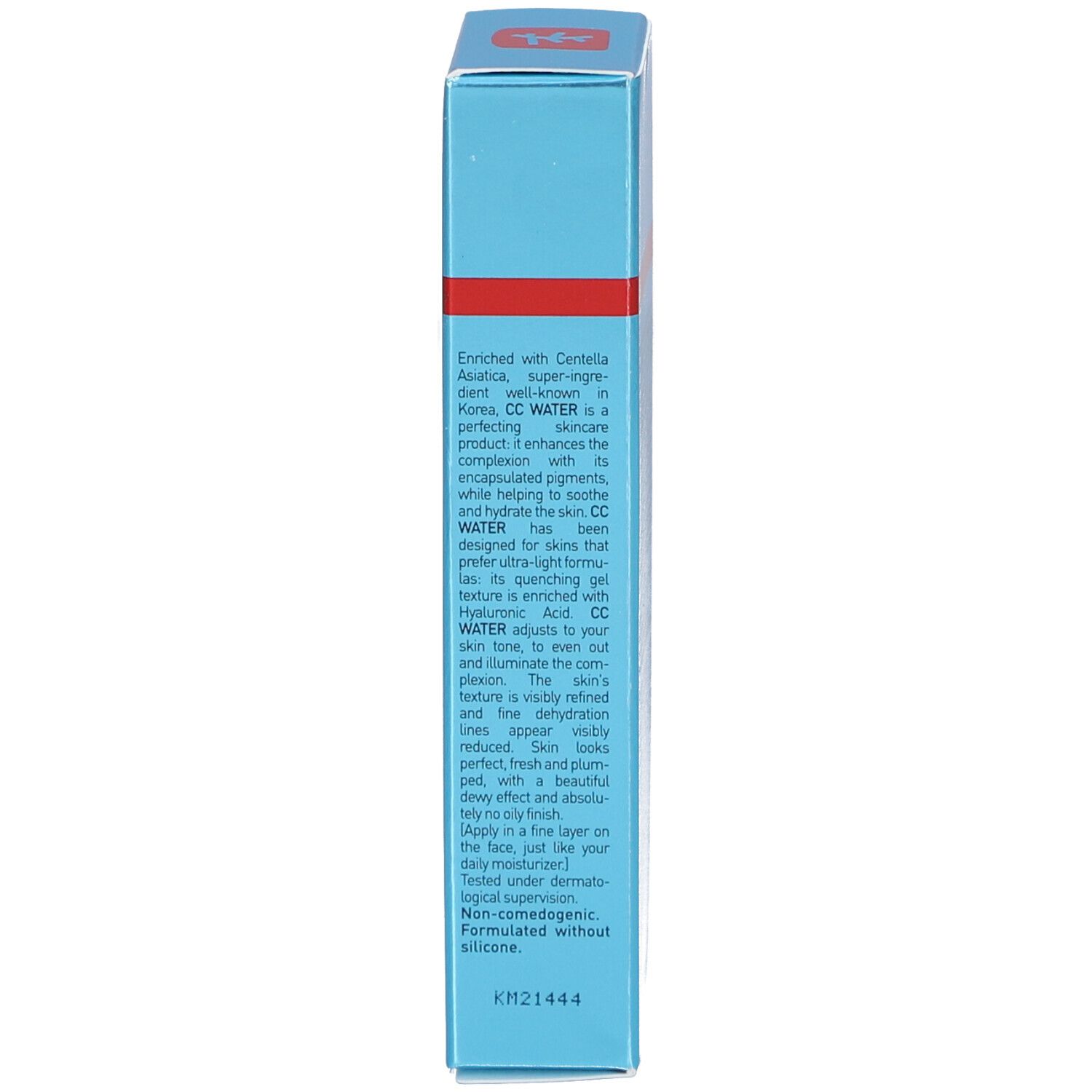Seite der Schachtel mit Produktbeschreibung. Text in englischer Sprache.