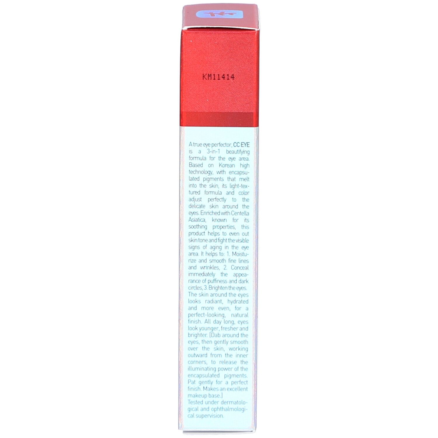 Rückseite der Produktverpackung. Text in englischer Sprache. Produktbeschreibung.