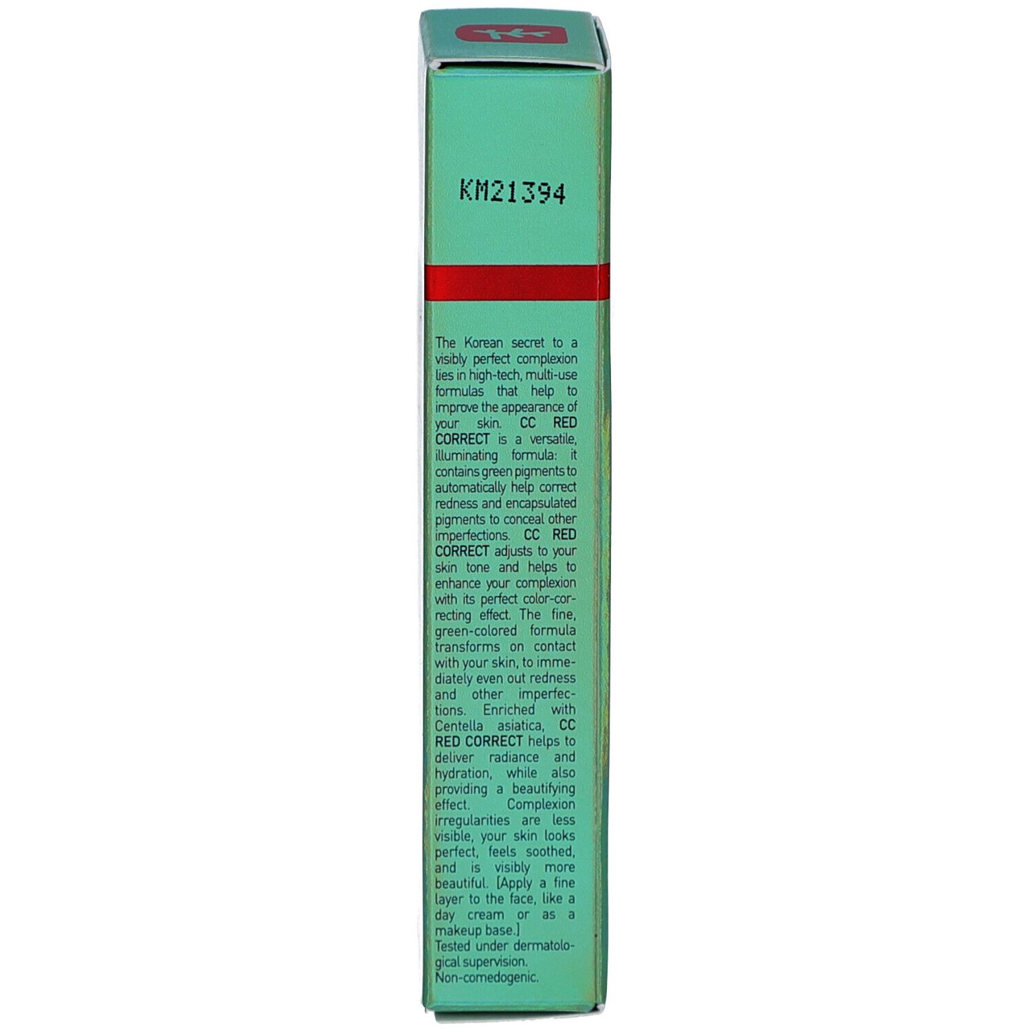 Seitenansicht der Produktverpackung. Text in englischer Sprache. Produktbeschreibung.