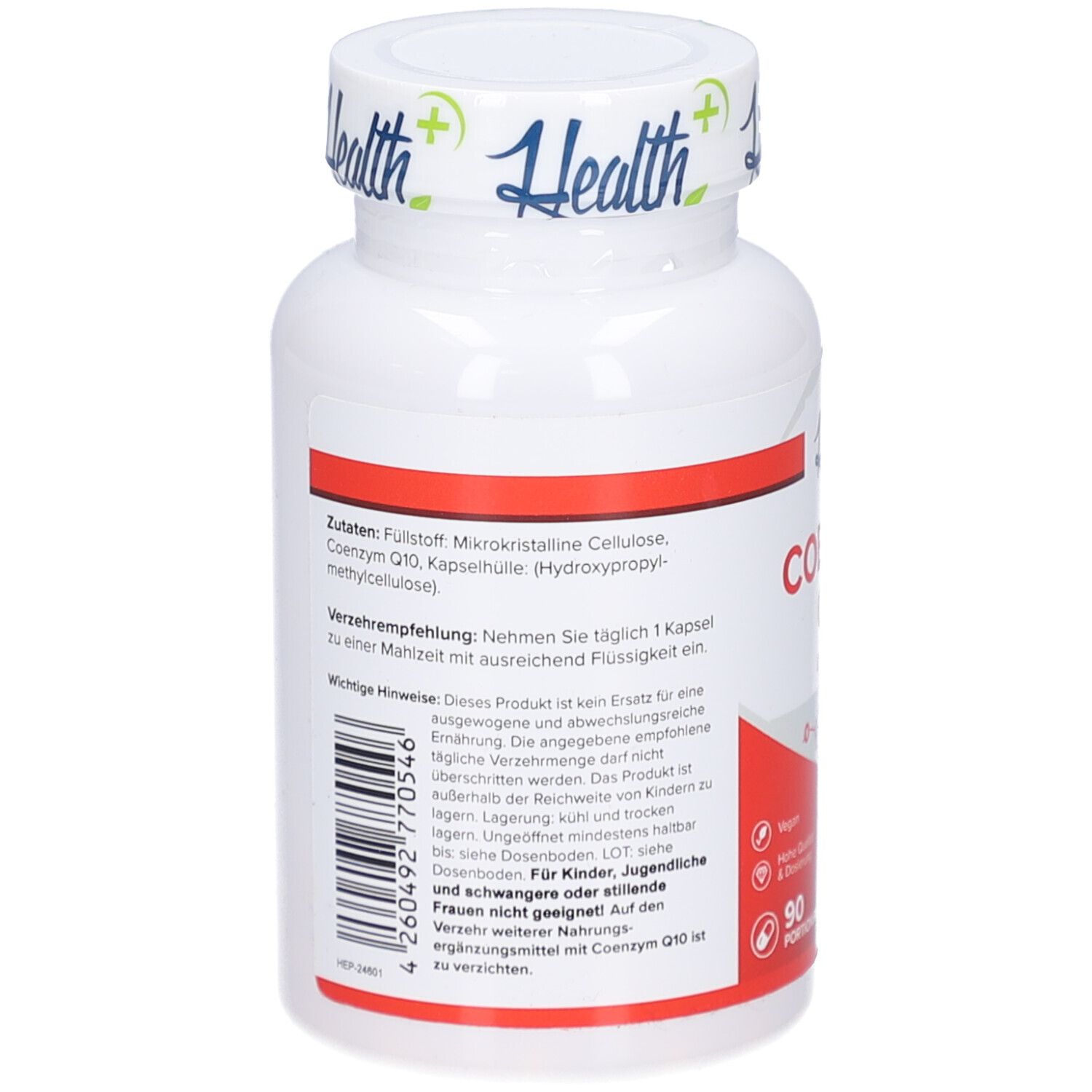 Rückseite der weißen Flasche. Enthält Informationen zu Inhaltsstoffen und Anwendung. Mit Warnhinweisen und Chargennummer.