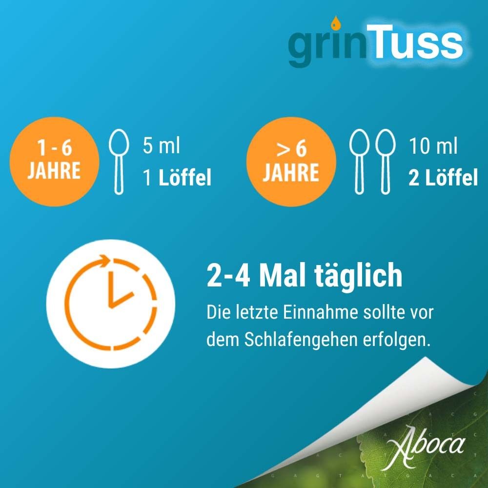 Dosierungsempfehlung: 1-6 Jahre: 5 ml, 1 Löffel. >6 Jahre: 10 ml, 2 Löffel. 2-4 Mal täglich.