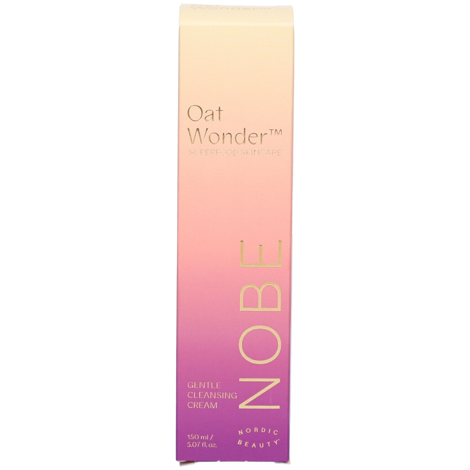 Verpackung. Aufschrift: Oat Wonder, NOBE, Gentle Cleansing Cream.