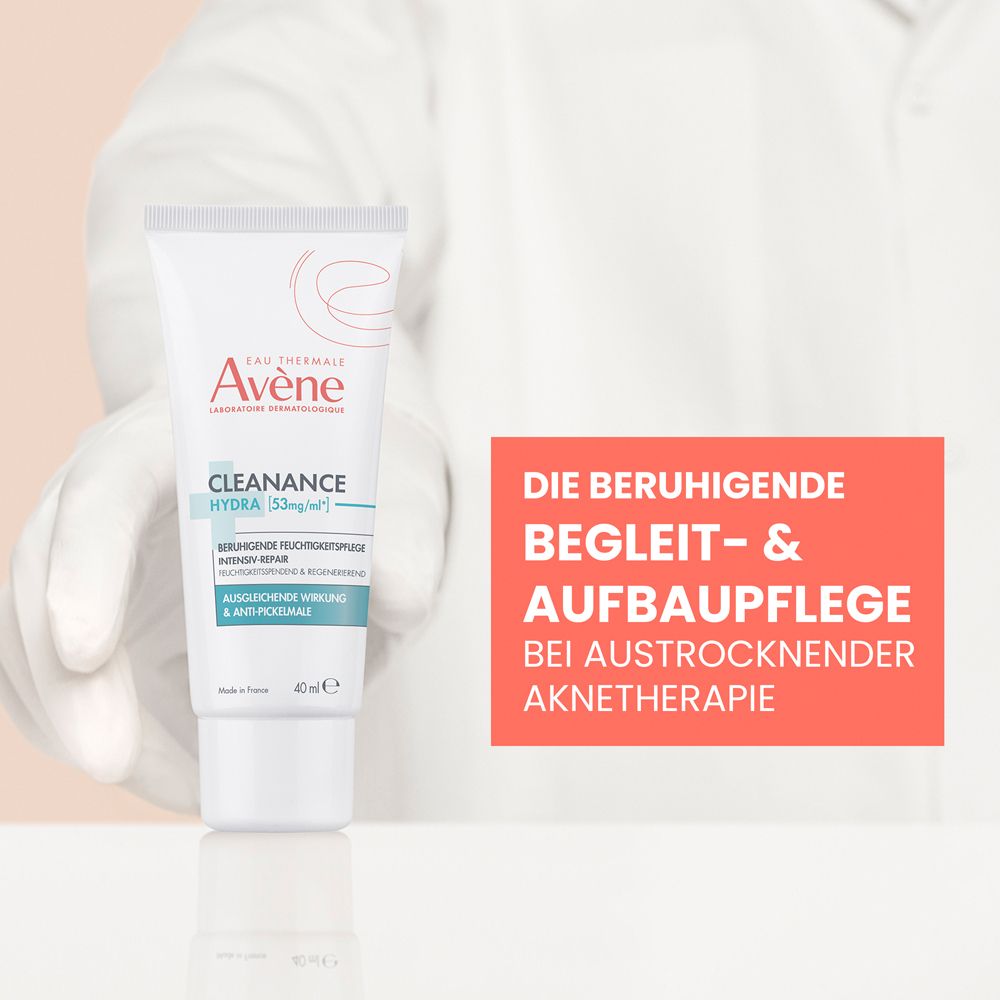 Avene Cleanance Hydra Feuchtigkeitscreme als Begleit- und Aufbaupflege bei Akne.