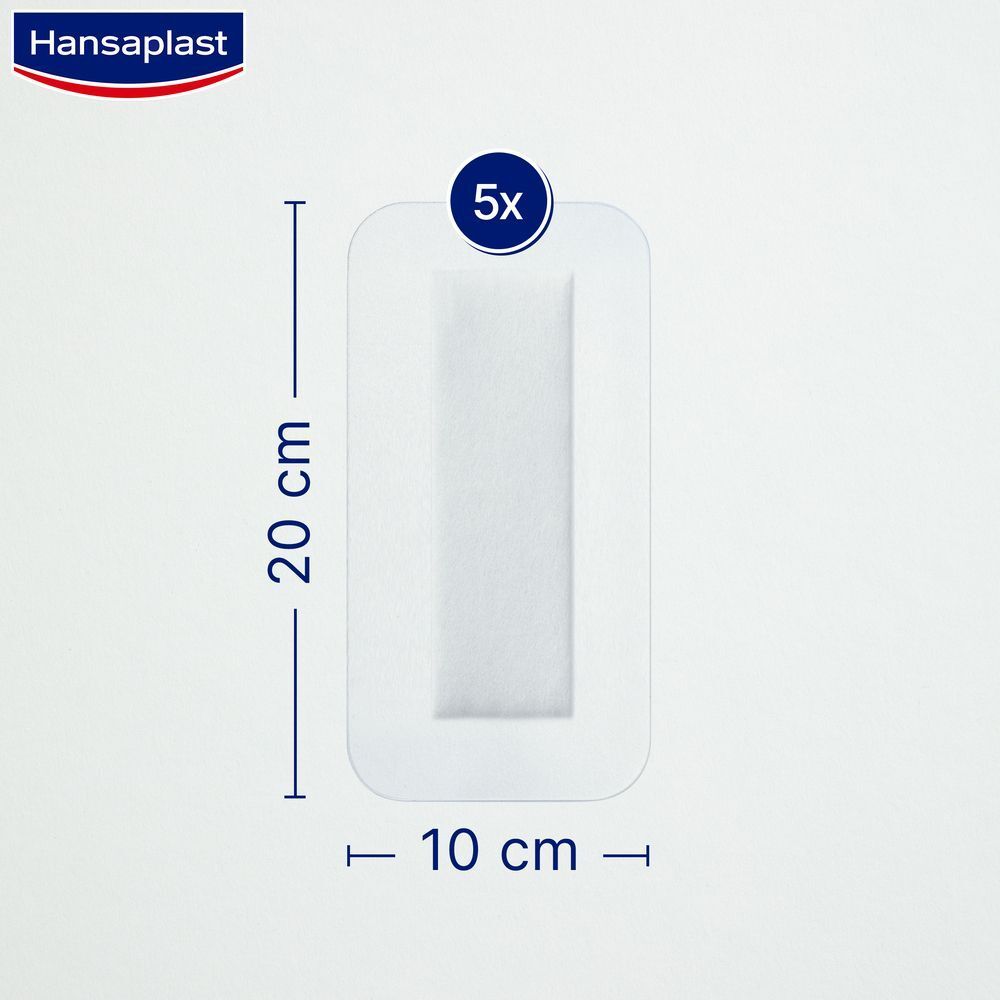 Hansaplast Aqua Protect 4XL Wundpflaster | Großes steriles Pflaster | 100 % wasserdichter Verband | Für große Wunden & postoperative Wunden | Blockiert 99 % der Bakterien | 10 x 20 cm | 5 Pflaster