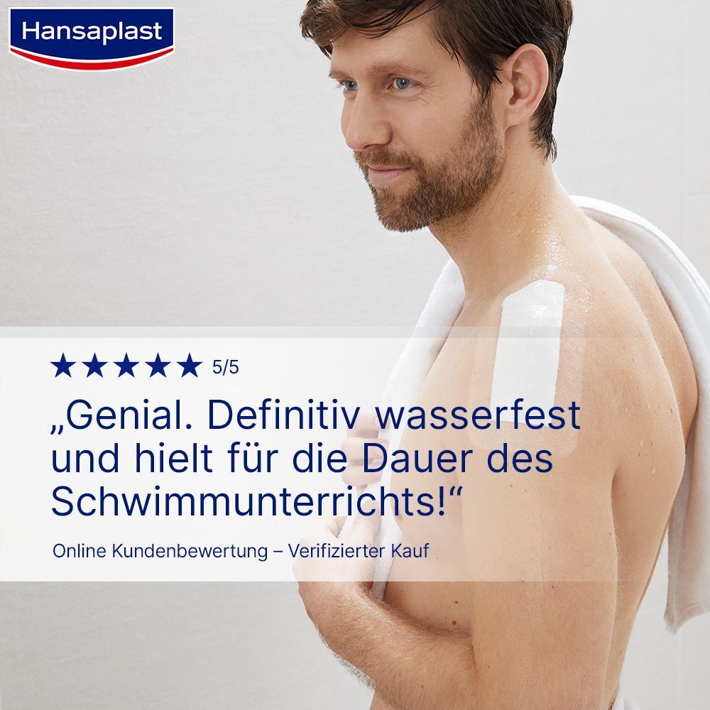Hansaplast Aqua Protect 4XL Wundpflaster | Großes steriles Pflaster | 100 % wasserdichter Verband | Für große Wunden & postoperative Wunden | Blockiert 99 % der Bakterien | 10 x 20 cm | 5 Pflaster