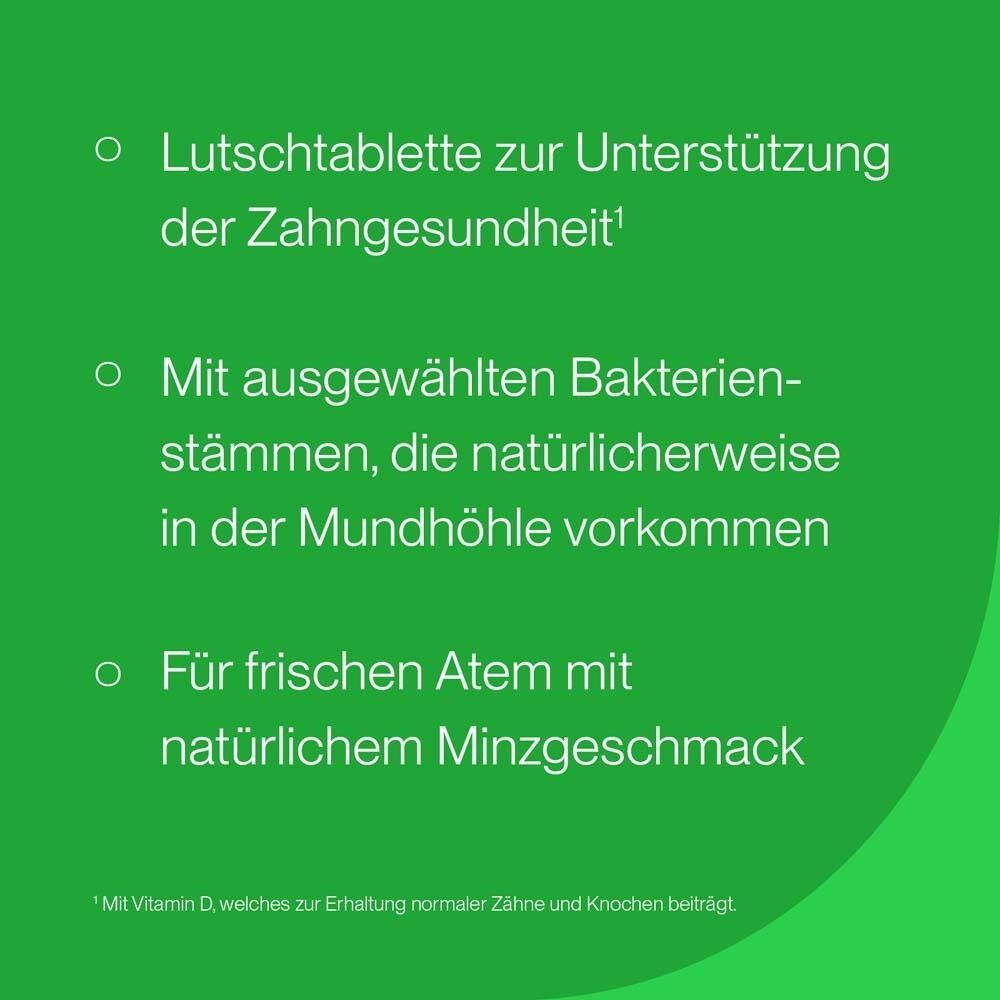 Schachtel mit "nicapur" und "PERIOPRO+D"-Schriftzug. Enthält 30 Lutschtabletten. Text: "Deine tägliche Routine für die Zähne".