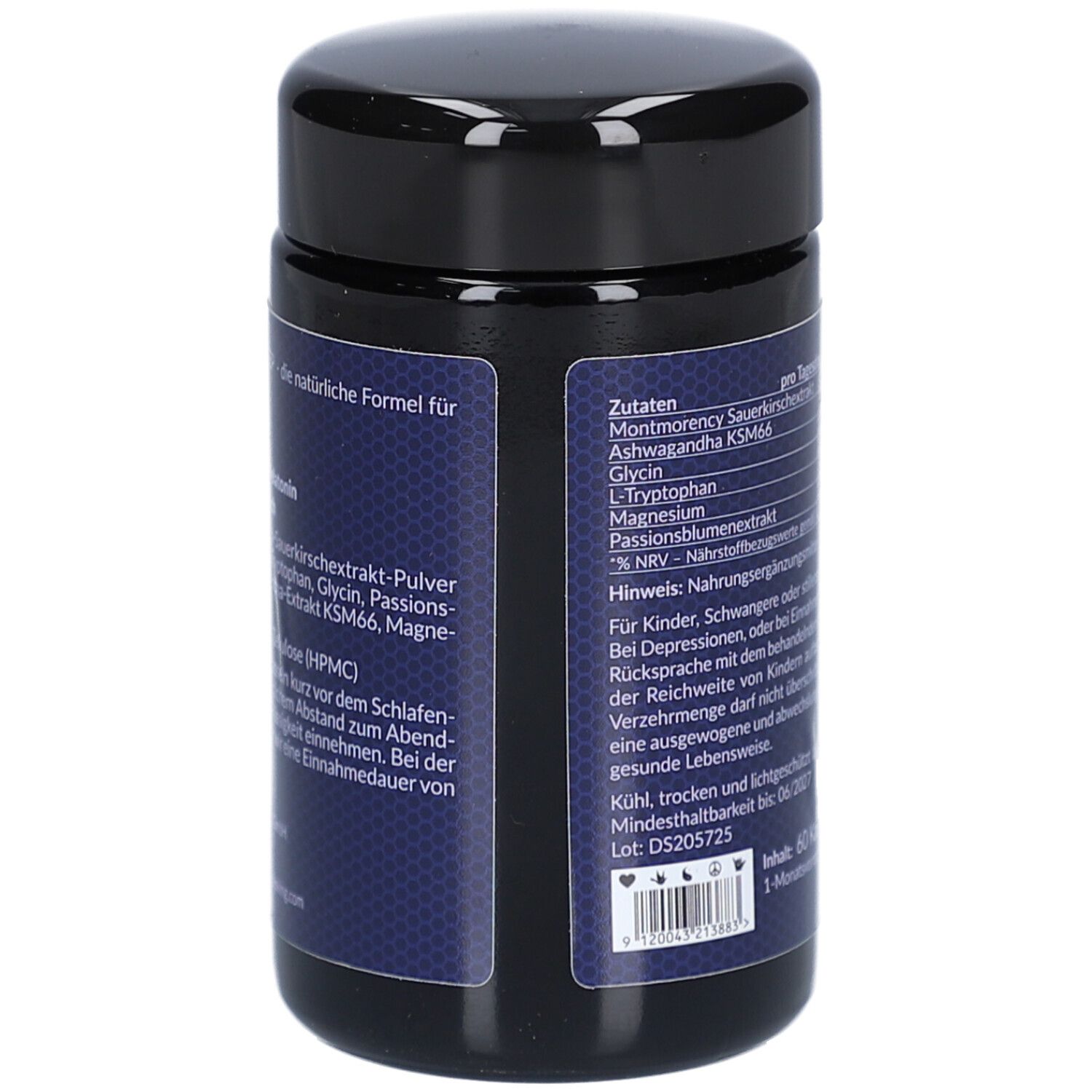 Rückseite der Dose. Auflistung der Inhaltsstoffe und Hinweise. Text in deutscher Sprache. Kühl und trocken lagern.