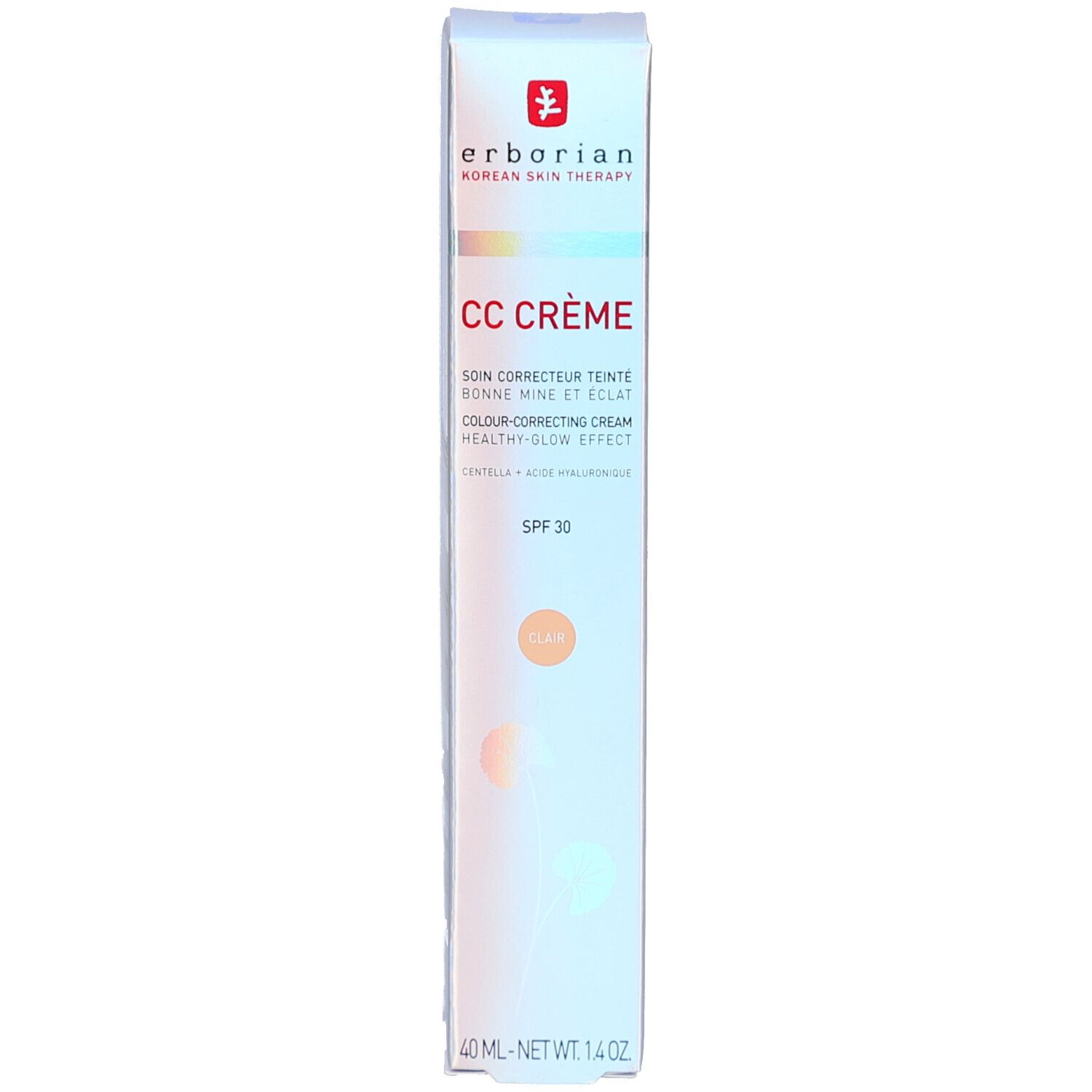 Erborian CC Creme Clair SPF 30 Faltschachtel, Vorderseite.