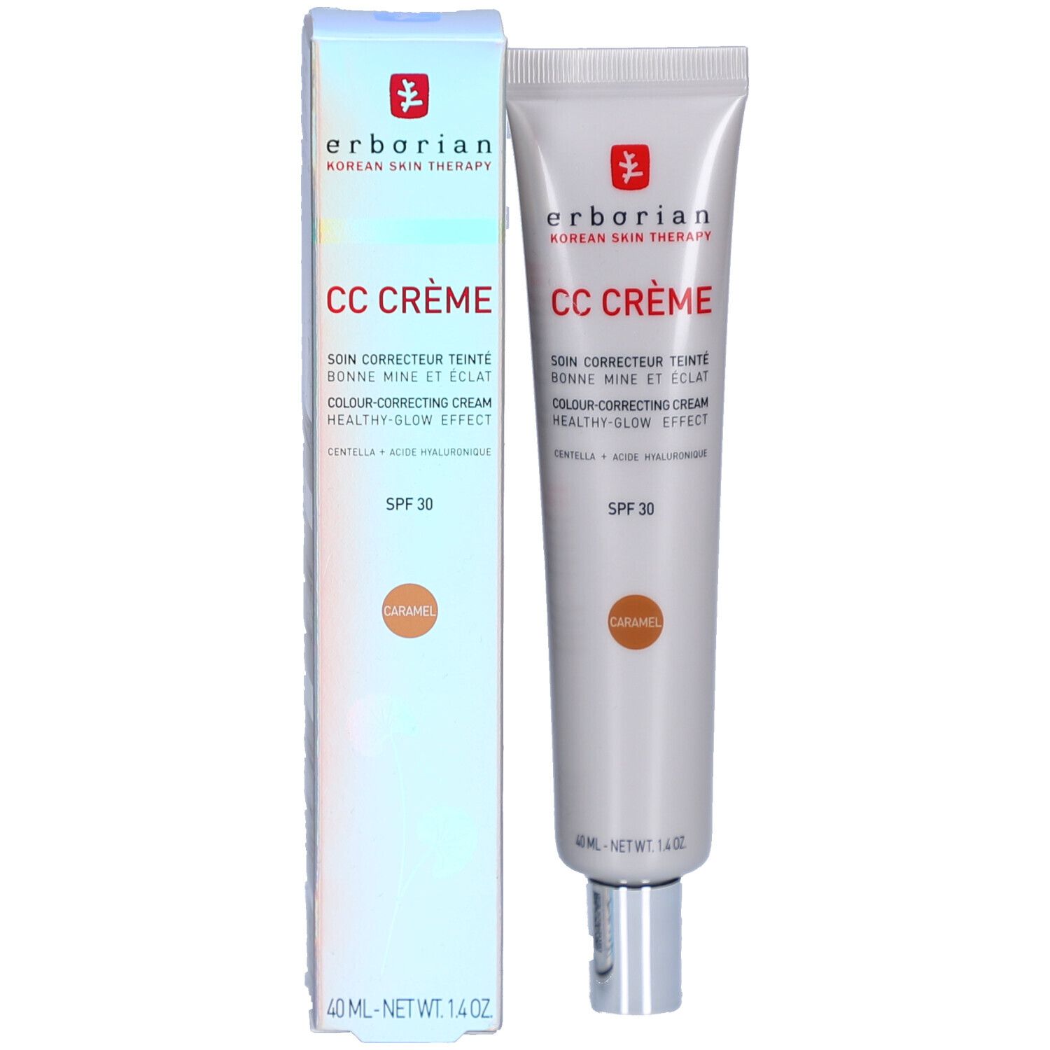 Erborian CC Creme Caramel LSF 30 Tube und Verpackung.