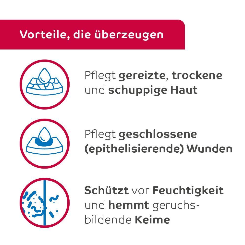 Vorteile von octenisept® Protect & Repair Cream: Pflege bei trockener Haut, Wunden, Schutz vor Keimen.