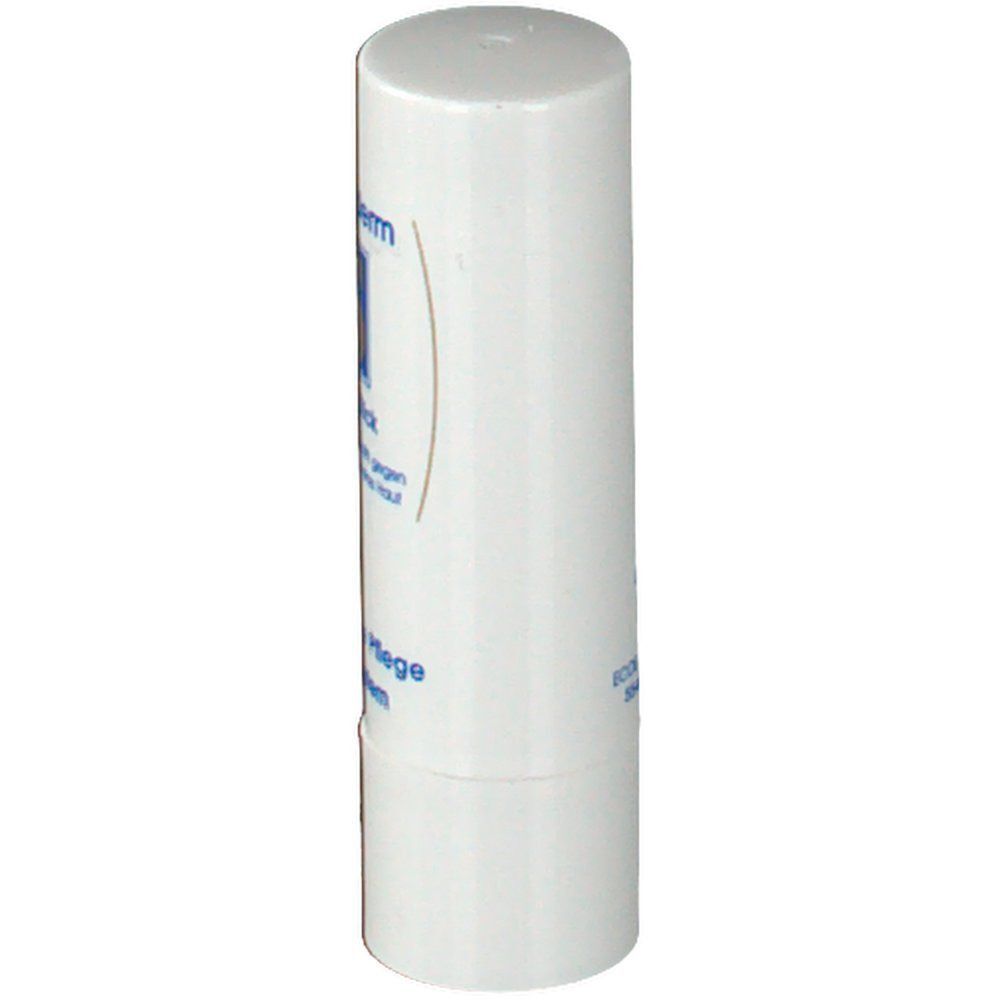 Weißer Teint Stick. Produktname und Logo. Text: Natürliche Pflege mit System.