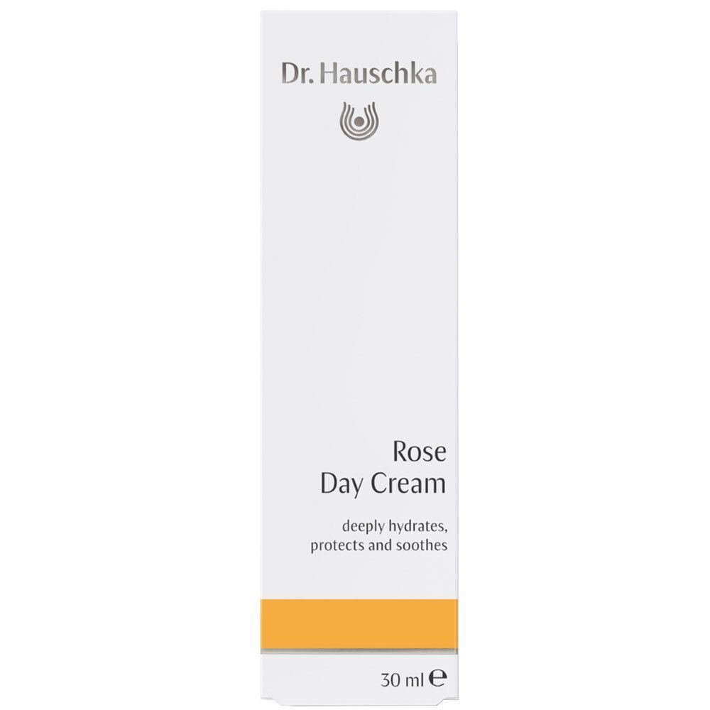 Weiße Verpackung der Dr. Hauschka Rosen Tagescreme, 30 ml.