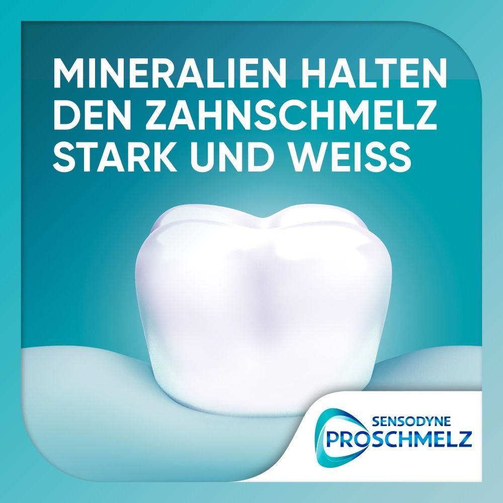 Grafische Darstellung eines Zahns, dessen Mineralien ihn stark und weiß halten.
