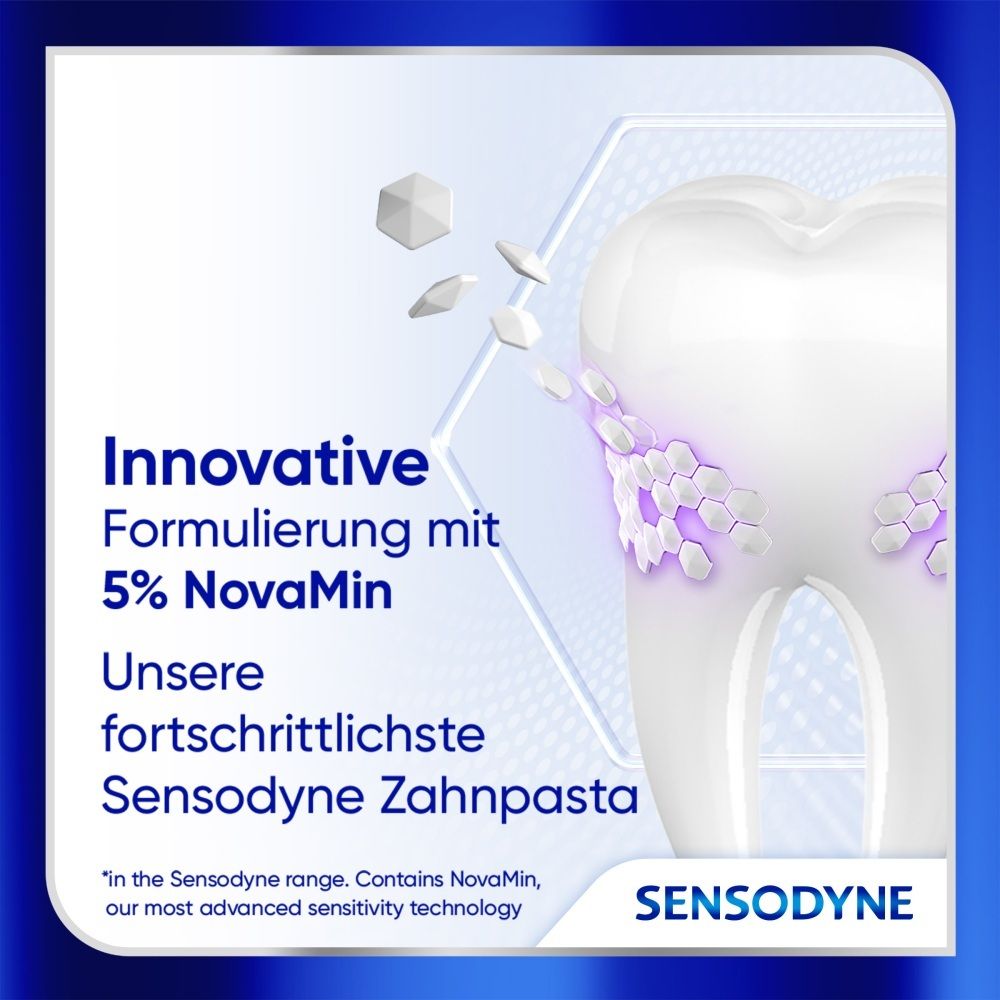 Sensodyne Zahnpasta mit innovativer Formulierung und 5% NovaMin. Fortschrittlichste Sensodyne Zahnpasta.