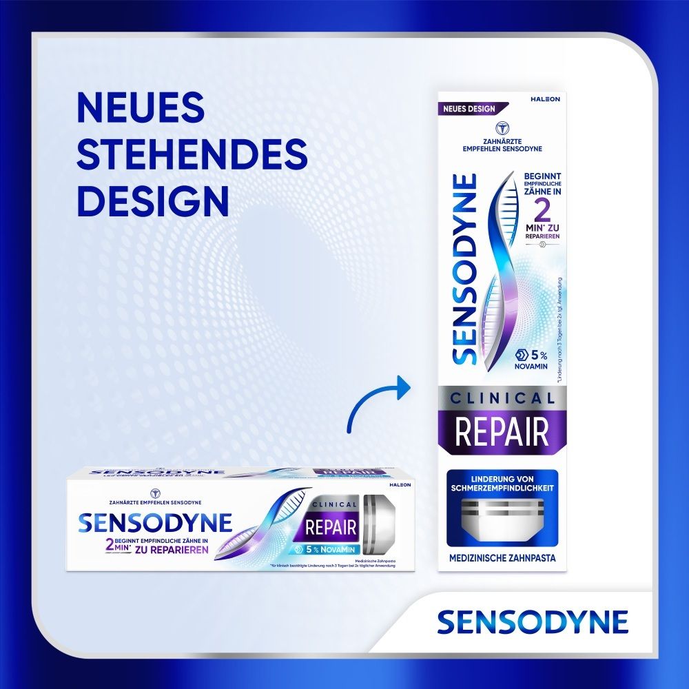 Sensodyne Clinical Repair Zahnpasta, 2x zu reparieren, 5% Novamin.