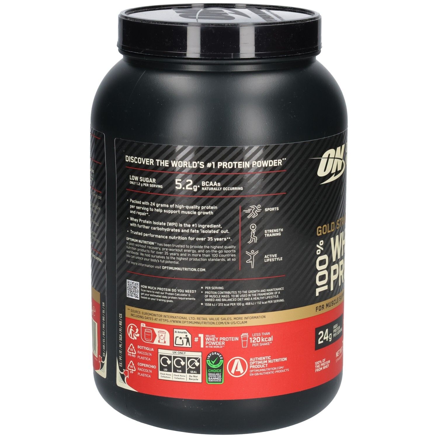 Rückseite der schwarzen Dose. Textinformationen über das Produkt, darunter "Low Sugar" und Nährwertangaben.