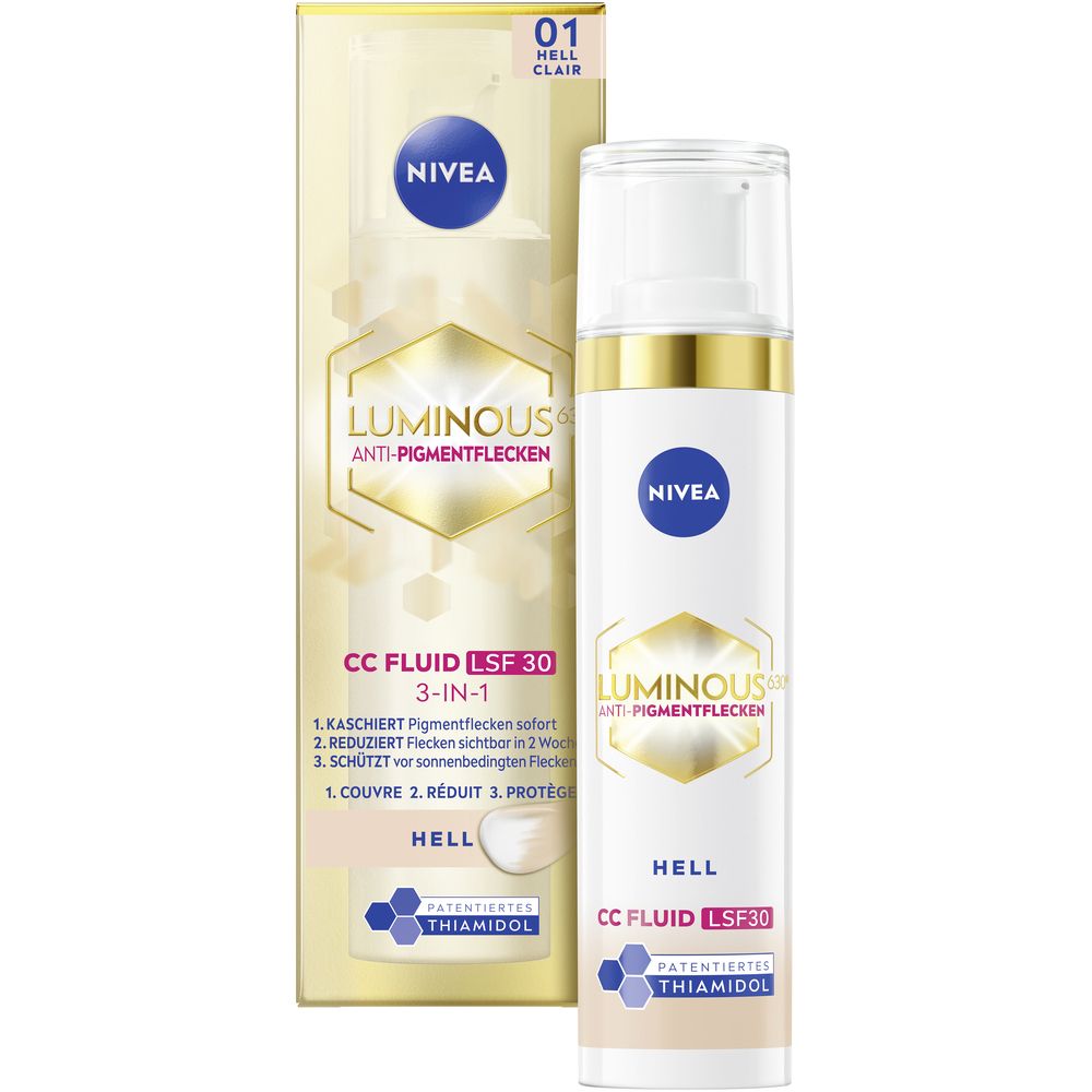 NIVEA Luminous 630 CC Fluid LSF30 Hell mit Verpackung.