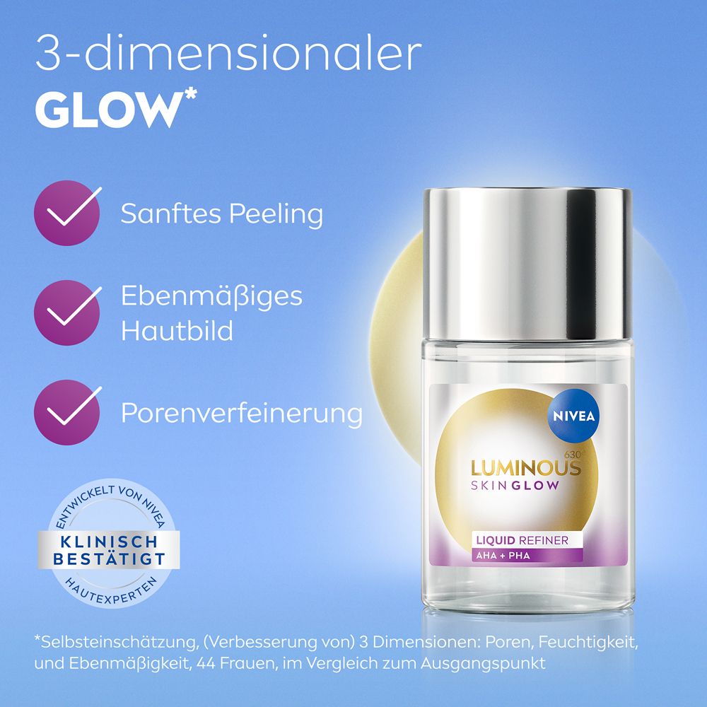 Liquid Refiner. Sanftes Peeling, ebenmäßiges Hautbild, Porenverfeinerung. Klinisch bestätigt von Hautexperten.