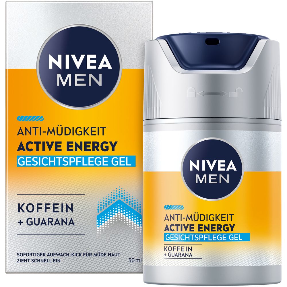 NIVEA MEN Active Energy Gesichtspflege Gel mit Koffein & Guarana, 50ml.