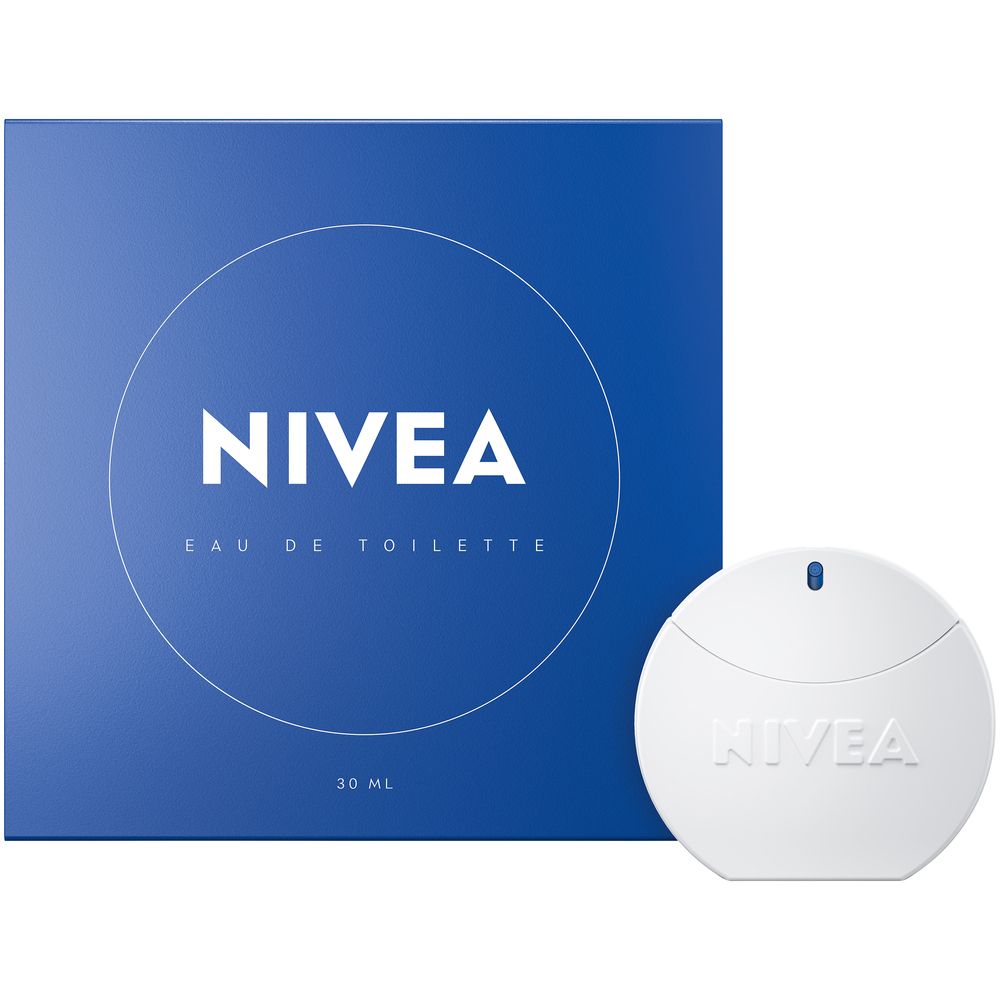 Nivea Eau de Toilette 30ml Geschenkbox mit rundem weißen Flakon.