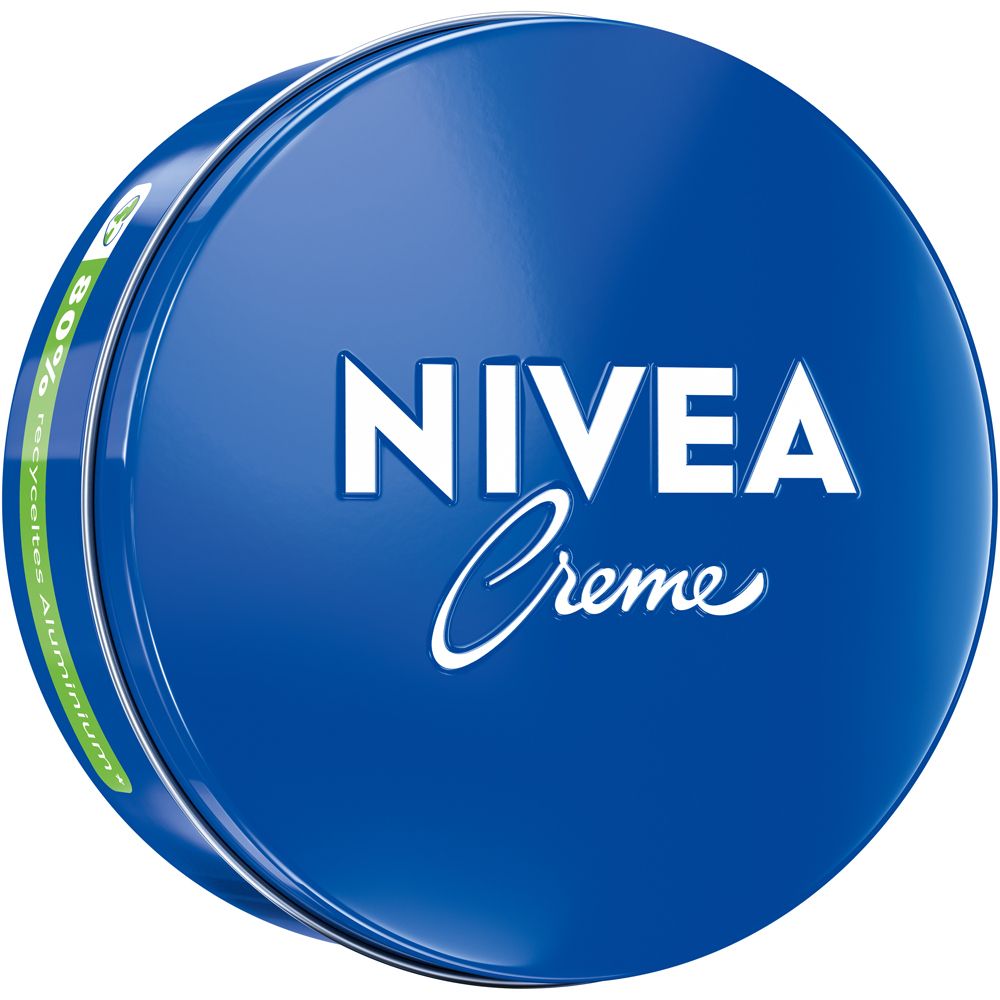 Blaue NIVEA Creme Metalldose mit weißem Schriftzug.