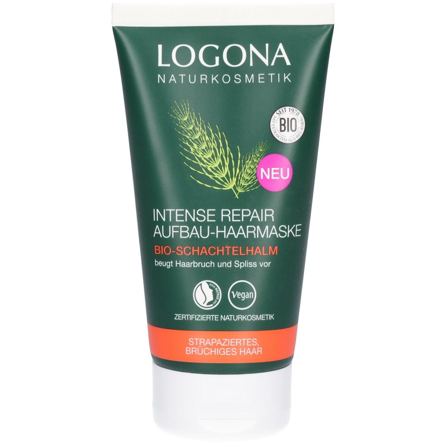 Logona Naturkosmetik Intense Repair Aufbau-Haarmaske mit Bio-Schachtelhalm, vegan und zertifizierte Naturkosmetik.