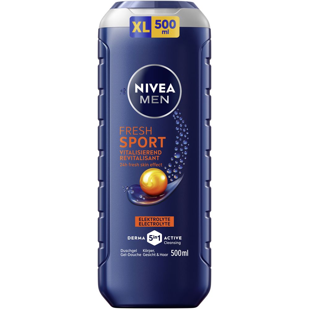 Nivea Men Fresh Sport Duschgel, 500ml, mit Elektrolyten und 5in1 Active Formel.
