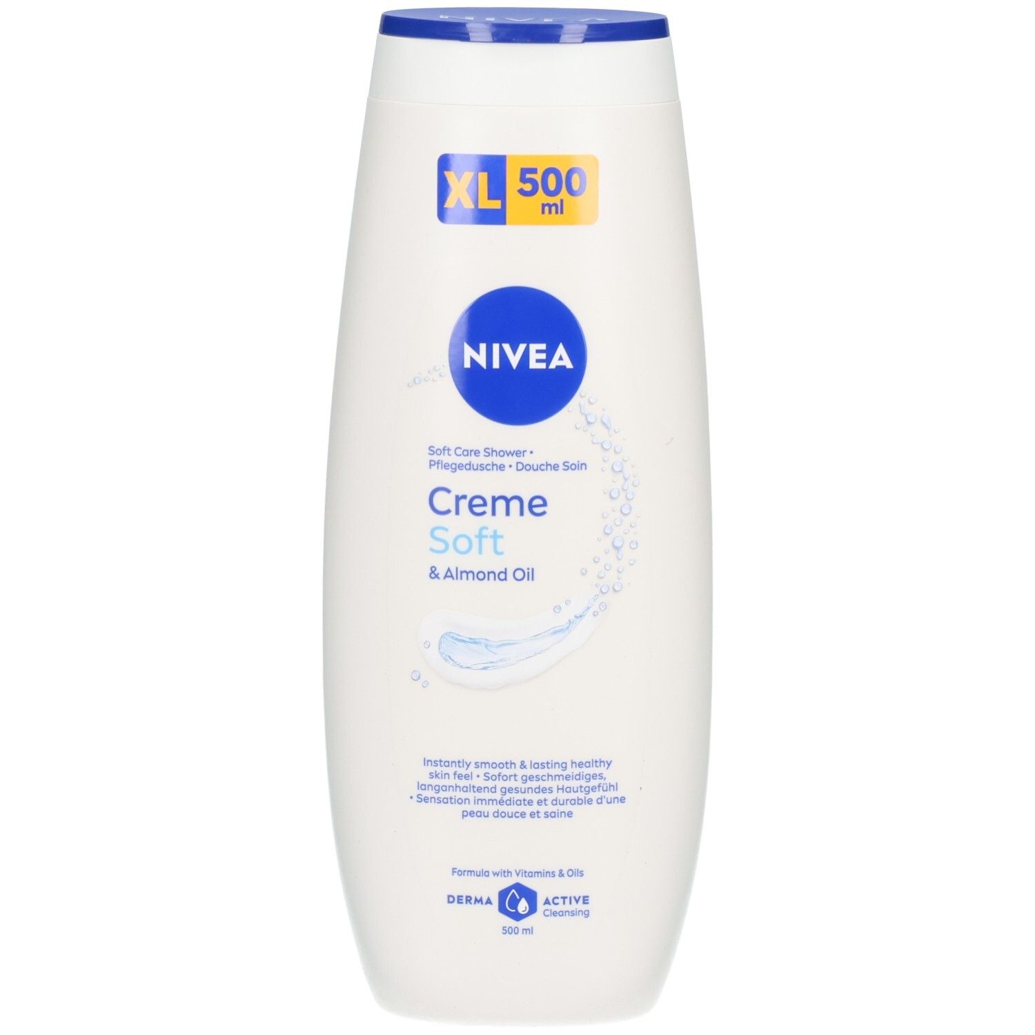 Nivea Creme Soft Pflegedusche mit Mandelöl, 500 ml Flasche.