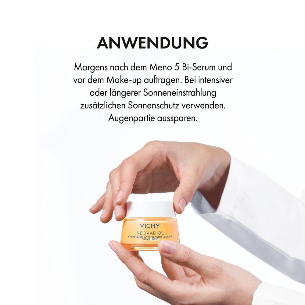 Anwendung: Morgens nach dem Meno 5 Bi-Serum und vor dem Make-up auftragen. Augenpartie aussparen.