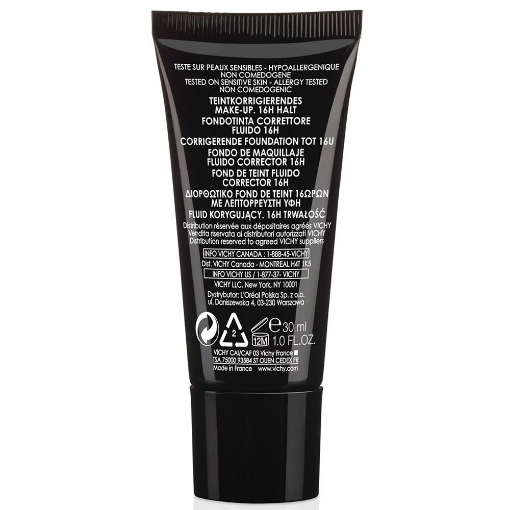 Rückseite einer schwarzen Tube. Text in mehreren Sprachen, darunter Deutsch und Französisch. Volumen: 30 ml. Recycling-Symbole.