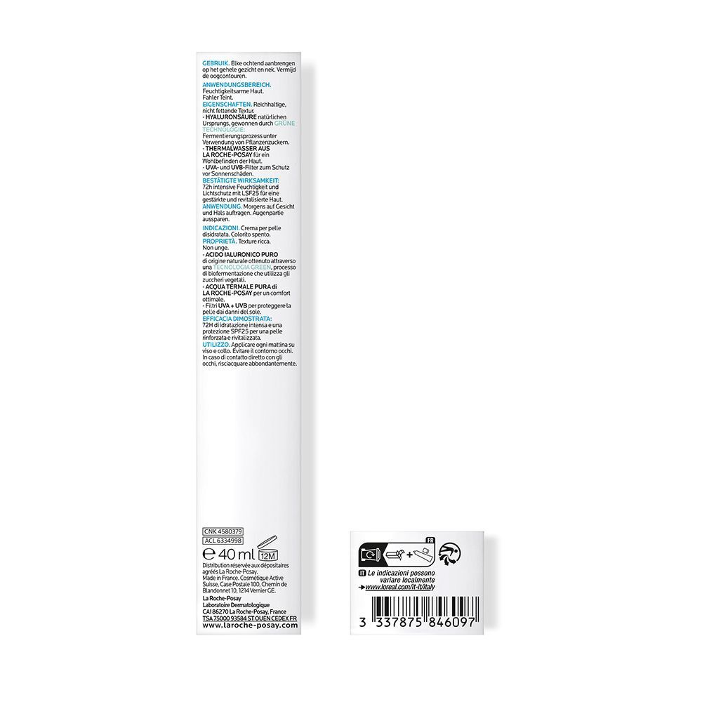 Produktverpackung mit Text und Barcode. Enthält Informationen zur Creme.