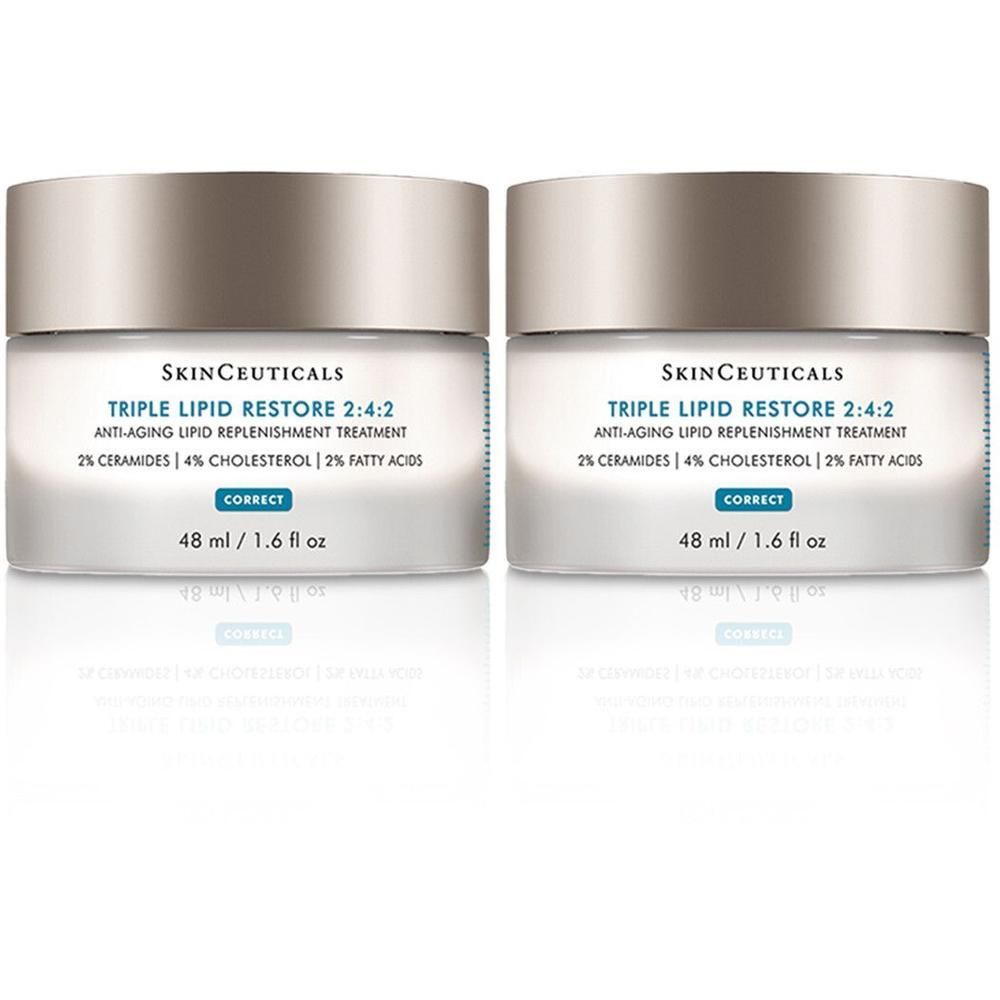 Zwei Tiegel Creme. Aufschrift: Triple Lipid Restore 2:4:2. 48 ml / 1.6 fl oz. Anti-Aging-Behandlung.