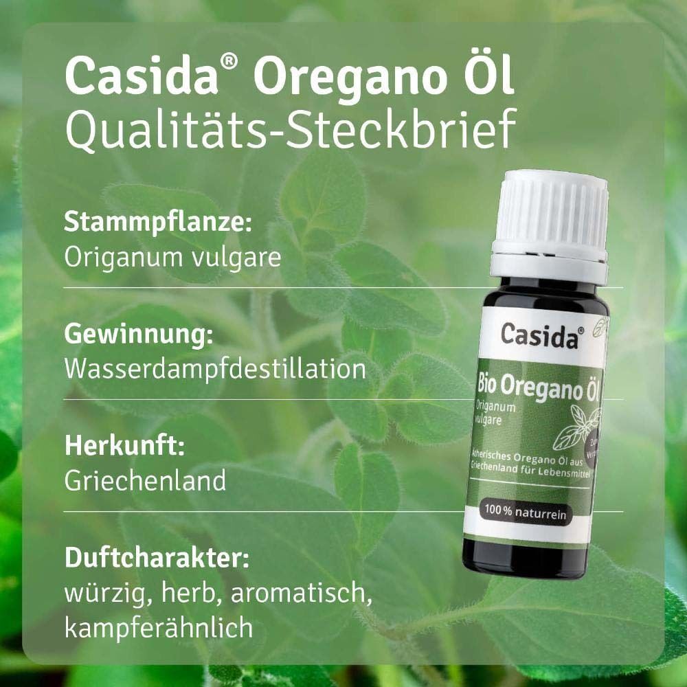 Casida Oregano Öl. Informationen: Herkunft Griechenland, Wasserdampfdestillation, Duftcharakter.
