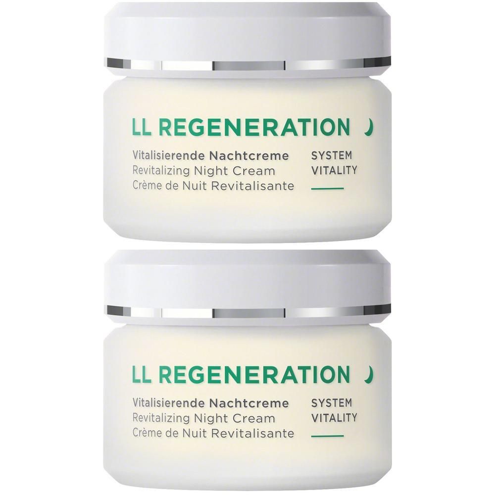 Zwei Tiegel LL Regeneration Vitalisierende Nachtcreme.