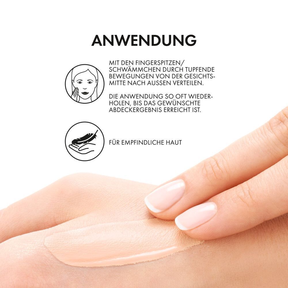 Anwendung: Produkt auf Hand aufgetragen. Illustrationen und Text für empfindliche Haut.