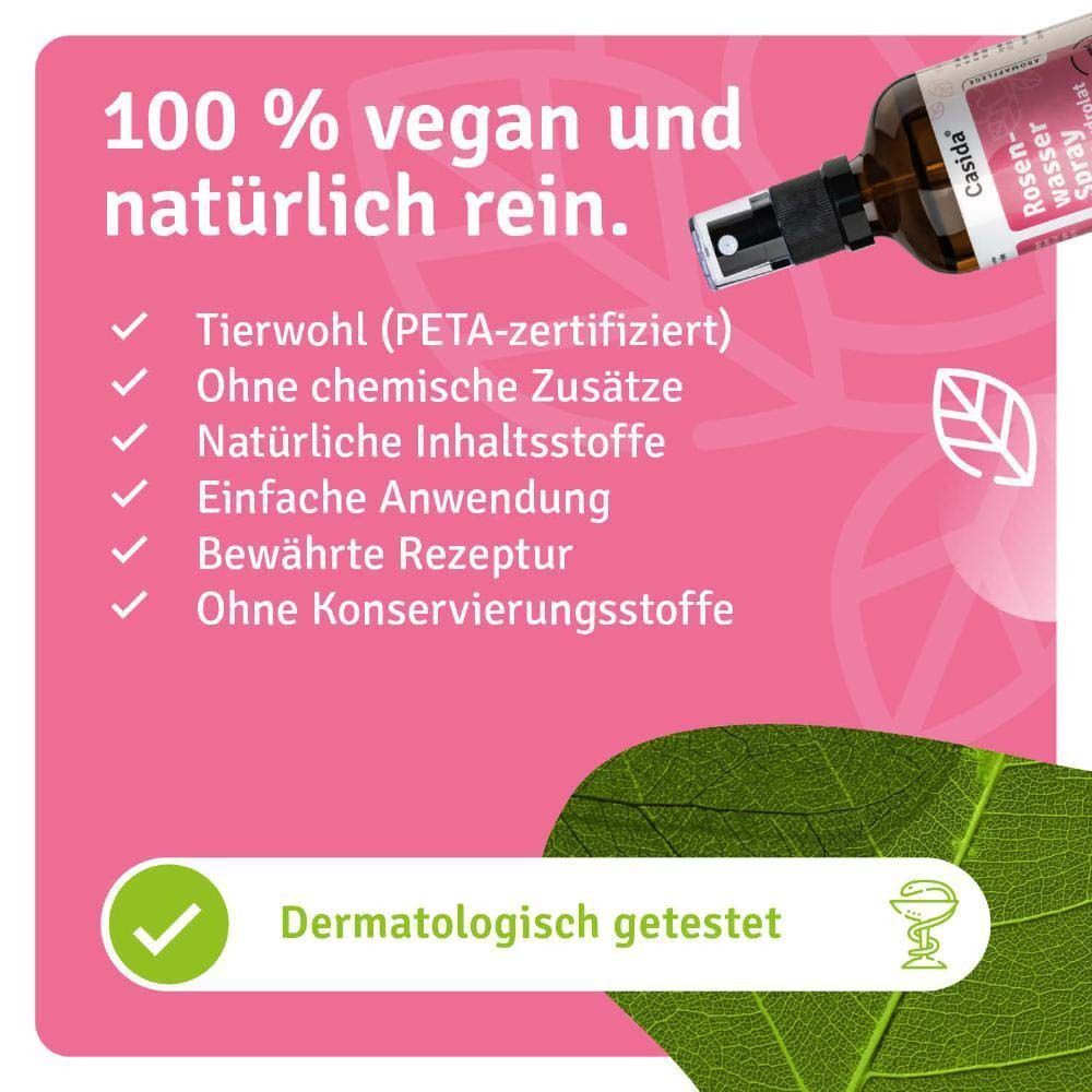 Text: 100 % vegan und natürlich rein. Liste mit Vorteilen. Siegel: Tierwohl (PETA-zertifiziert), Ohne chemische Zusätze, Dermatologisch getestet.