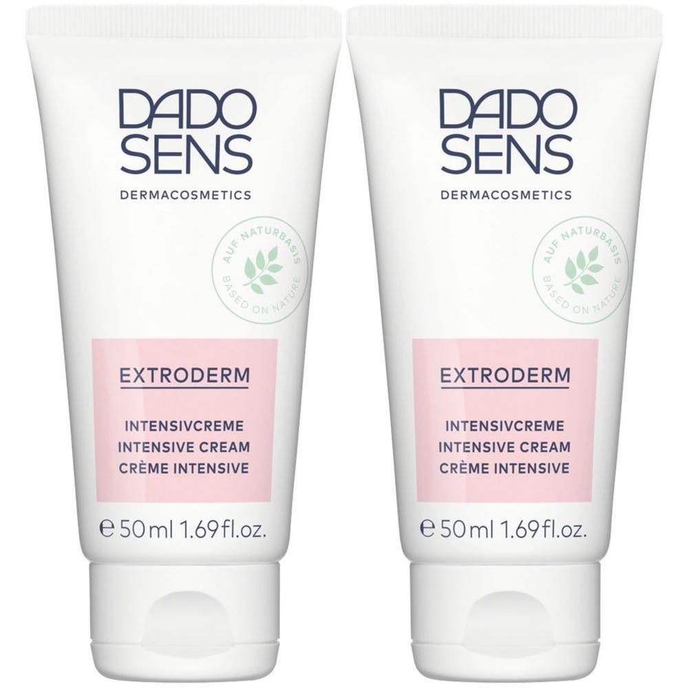 Zwei weiße Tuben DADO SENS Extroderm Intensivcreme, je 50ml.