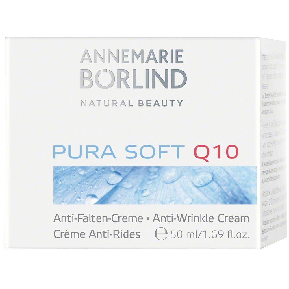 Verpackung ANNEMARIE BÖRLIND PURA SOFT Q10 Anti-Falten-Creme, 50 ml.