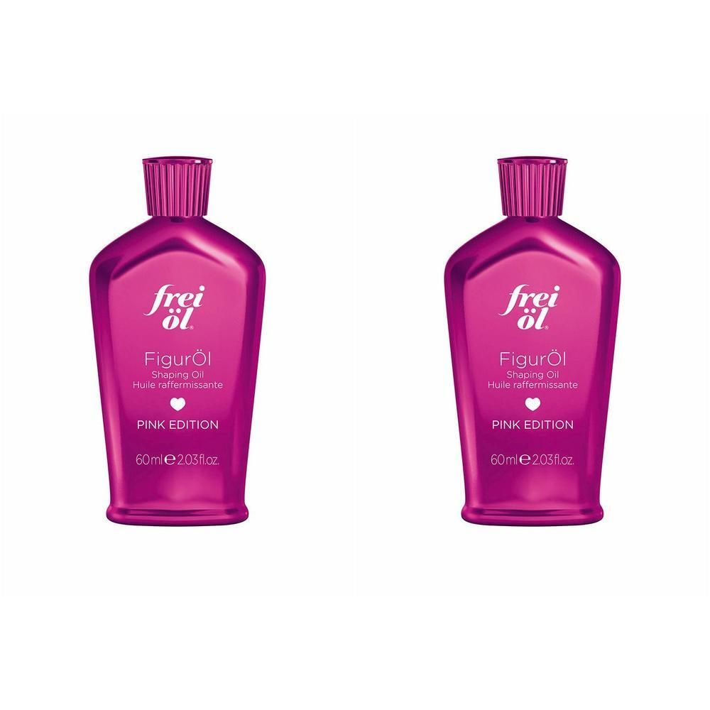 Zwei Flaschen frei öl® FigurÖl PINK EDITION. Pinkfarbene Flaschen mit weißer Schrift. Aufschrift: FigurÖl, PINK EDITION, 60ml.